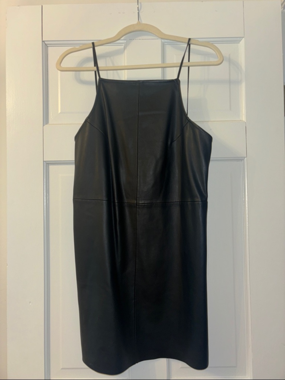 Urban Outfitters Black Faux Leather Slip Dress